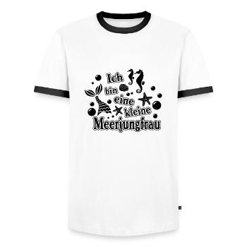 Ich bin eine kleine Meerjungfrau - Männer Kontrast-T-Shirt - Weiß/Schwarz - Vorne - AI Model Female 172 light (172cm) & AI Model Male 178 dark (178cm)
