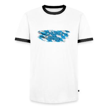 Basst scho - Männer Kontrast-T-Shirt - Weiß/Schwarz - Vorne - AI Model Female 172 light (172cm) & AI Model Male 178 dark (178cm)