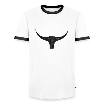 Bull - Men's Ringer Shirt - white/black - Front - AI Model Female 172 light (172cm) & AI Model Male 178 dark (178cm)