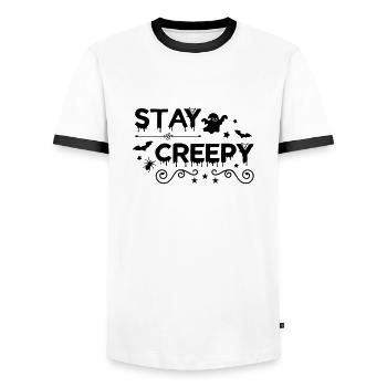 Restez effrayant - T-shirt contrasté Homme - blanc/noir - Devant - AI Model Female 172 light (172cm) & AI Model Male 178 dark (178cm)