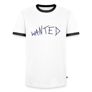 Wanted grunge Schriftzug - Männer Kontrast-T-Shirt - Weiß/Schwarz - Vorne - AI Model Female 172 light (172cm) & AI Model Male 178 dark (178cm)