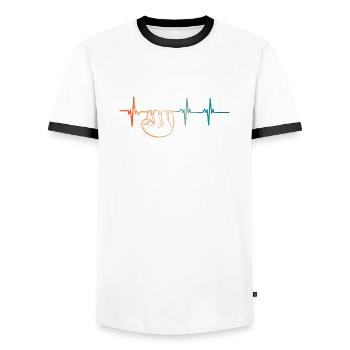 Lazy heartbeat - Men's Ringer Shirt - white/black - Front - AI Model Female 172 light (172cm) & AI Model Male 178 dark (178cm)