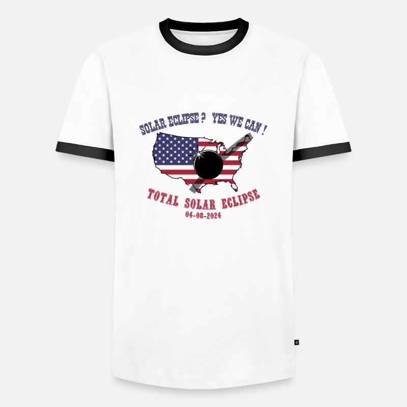 Total Solar Eclipse 2024 - Männer Kontrast-T-Shirt - Weiß/Schwarz