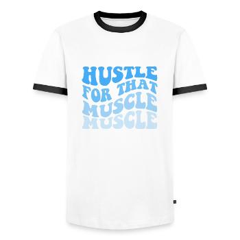 Hustle For That Muscle Muscle - Männer Kontrast-T-Shirt - Weiß/Schwarz - Vorne - AI Model Female 172 light (172cm) & AI Model Male 178 dark (178cm)