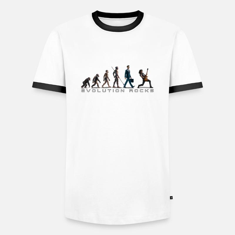 Evolution Guitar Player - Männer Kontrast-T-Shirt - Weiß/Schwarz