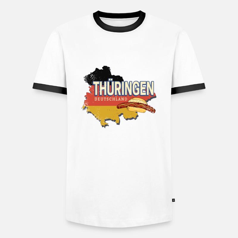 Thuringia Germany Retro State Souvenir - Men's Ringer Shirt - white/black