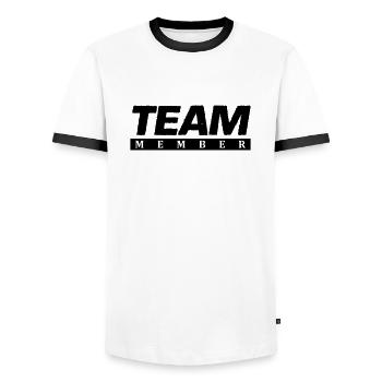 Membre de l’équipe 1 - T-shirt contrasté Homme - blanc/noir - Devant - AI Model Female 172 light (172cm) & AI Model Male 178 dark (178cm)