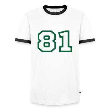 Numéro 81 sport - T-shirt contrasté Homme - blanc/noir - Devant - AI Model Female 172 light (172cm) & AI Model Male 178 dark (178cm)