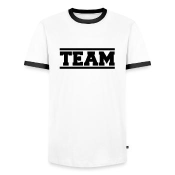 équipe - T-shirt contrasté Homme - blanc/noir - Devant - AI Model Female 172 light (172cm) & AI Model Male 178 dark (178cm)