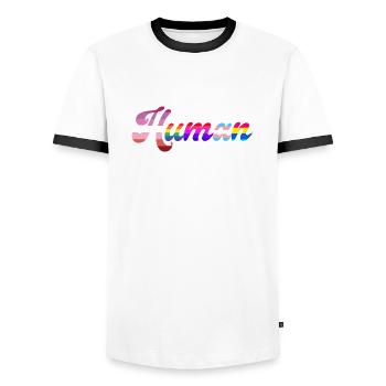 Human rights lgbtq equality gender - Men's Ringer Shirt - white/black - Front - AI Model Female 172 light (172cm) & AI Model Male 178 dark (178cm)