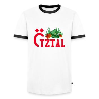 Ötztal roter text ötztaler natur - Männer Kontrast-T-Shirt - Weiß/Schwarz - Vorne - AI Model Female 172 light (172cm) & AI Model Male 178 dark (178cm)