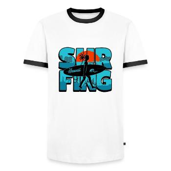 surf hawaii - Men's Ringer Shirt - white/black - Front - AI Model Female 172 light (172cm) & AI Model Male 178 dark (178cm)