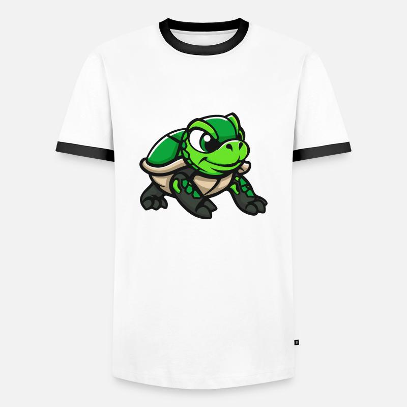 Schildkröte Comic - Männer Kontrast-T-Shirt - Weiß/Schwarz