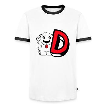 Chien D Lettre Chien Assis Petit Chien Mignon - T-shirt contrasté Homme - blanc/noir - Devant - AI Model Female 172 light (172cm) & AI Model Male 178 dark (178cm)