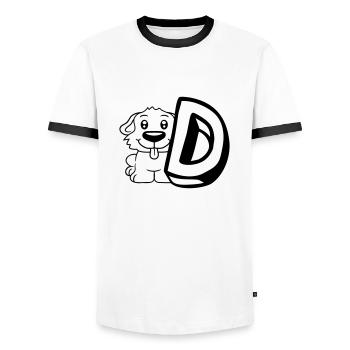 Chien D Lettre Chien Assis Petit Chien Mignon - T-shirt contrasté Homme - blanc/noir - Devant - AI Model Female 172 light (172cm) & AI Model Male 178 dark (178cm)