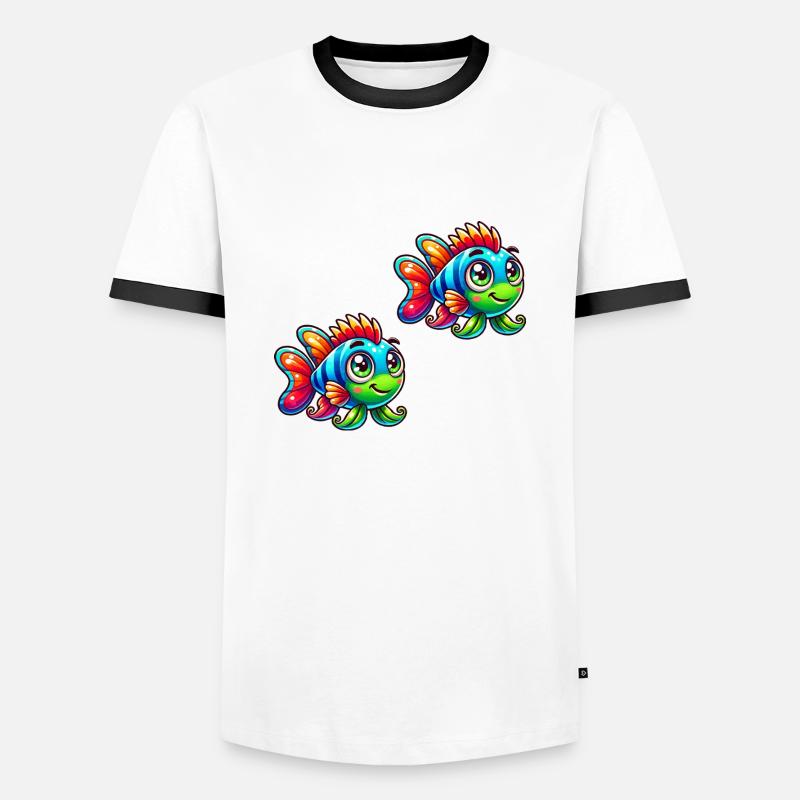 fish comic 2 - Männer Kontrast-T-Shirt - Weiß/Schwarz