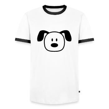 Dog Face Small Happy Pet Head Cute - Men's Ringer Shirt - white/black - Front - AI Model Female 172 light (172cm) & AI Model Male 178 dark (178cm)