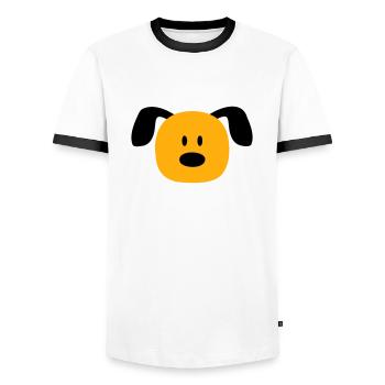 Dog Face Small Happy Pet Head Cute - Men's Ringer Shirt - white/black - Front - AI Model Female 172 light (172cm) & AI Model Male 178 dark (178cm)