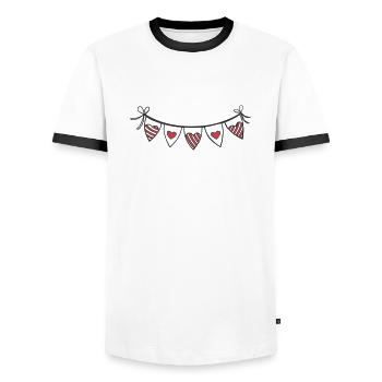 Heart Garland Hearts - Men's Ringer Shirt - white/black - Front - AI Model Female 172 light (172cm) & AI Model Male 178 dark (178cm)