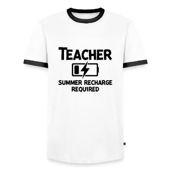 Recharge d’été pour les enseignants - T-shirt contrasté Homme - blanc/noir - Devant - AI Model Female 172 light (172cm) & AI Model Male 178 dark (178cm)