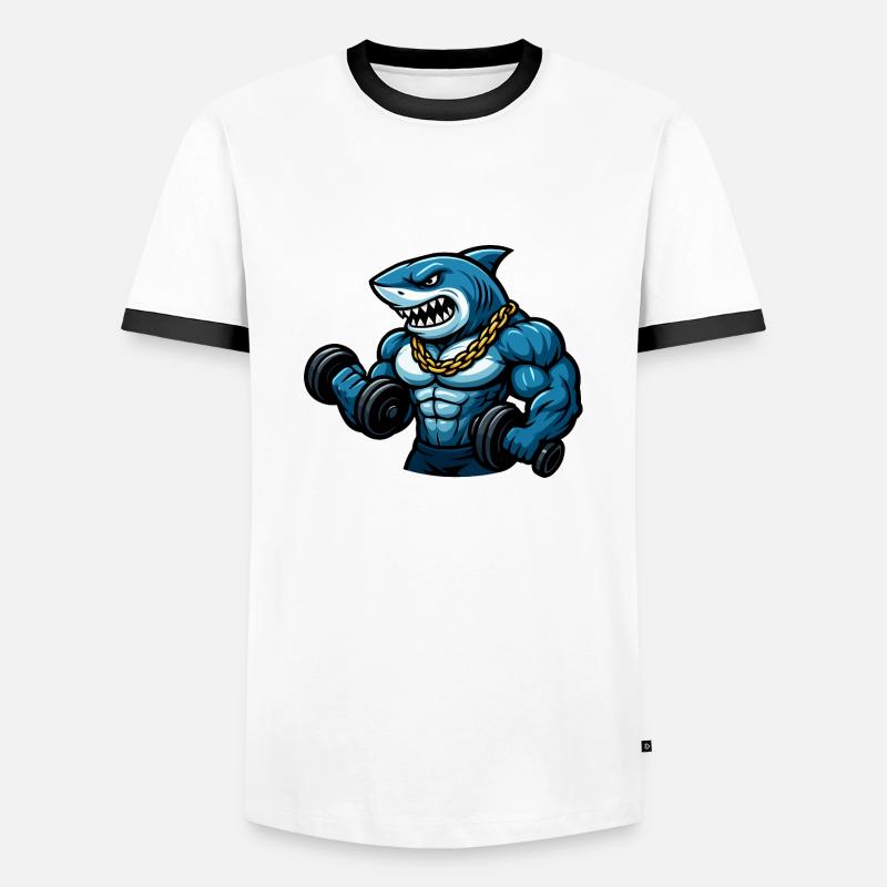hai bodybuilder comic - Männer Kontrast-T-Shirt - Weiß/Schwarz
