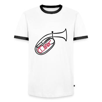 Tenorhorn 2 - Männer Kontrast-T-Shirt - Weiß/Schwarz - Vorne - AI Model Female 172 light (172cm) & AI Model Male 178 dark (178cm)