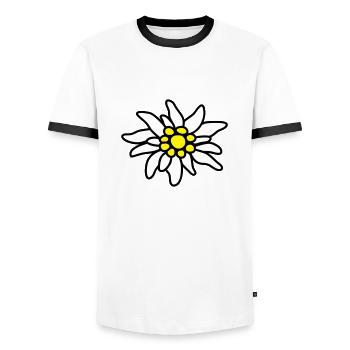 Edelweiß (c) - Männer Kontrast-T-Shirt - Weiß/Schwarz - Vorne - AI Model Female 172 light (172cm) & AI Model Male 178 dark (178cm)