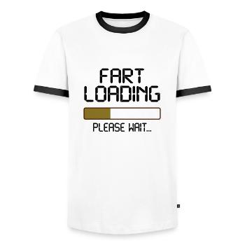 fart loading - Men's Ringer Shirt - white/black - Front - AI Model Female 172 light (172cm) & AI Model Male 178 dark (178cm)