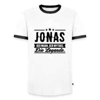 Man Myth Légende Jonas - T-shirt contrasté Homme - blanc/noir - Devant - AI Model Female 172 light (172cm) & AI Model Male 178 dark (178cm)
