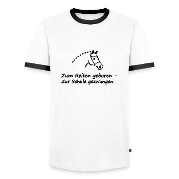 horse - Men's Ringer Shirt - white/black - Front - AI Model Female 172 light (172cm) & AI Model Male 178 dark (178cm)