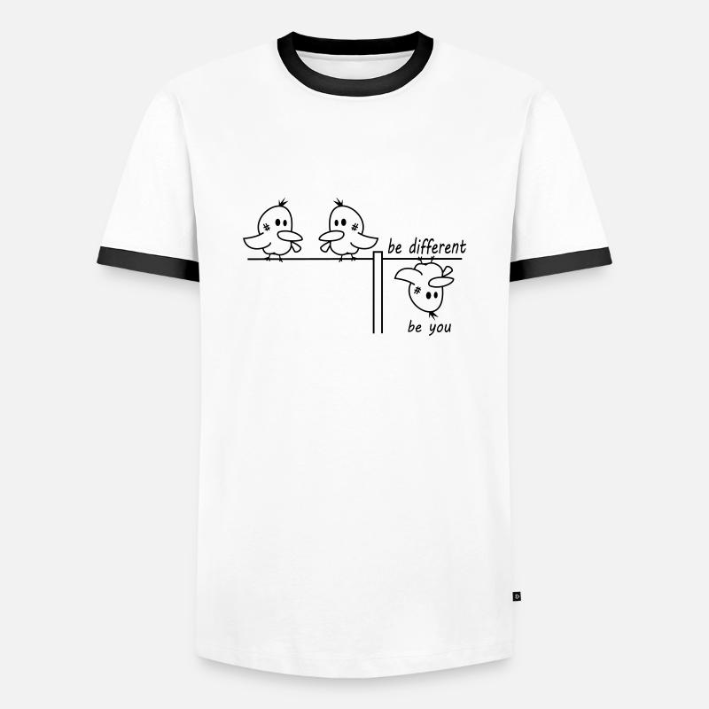 be different be you Vogel - Männer Kontrast-T-Shirt - Weiß/Schwarz