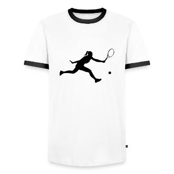 Tennis female - T-shirt contrasté Homme - blanc/noir - Devant - AI Model Female 172 light (172cm) & AI Model Male 178 dark (178cm)