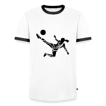 Soccer female - T-shirt contrasté Homme - blanc/noir - Devant - AI Model Female 172 light (172cm) & AI Model Male 178 dark (178cm)
