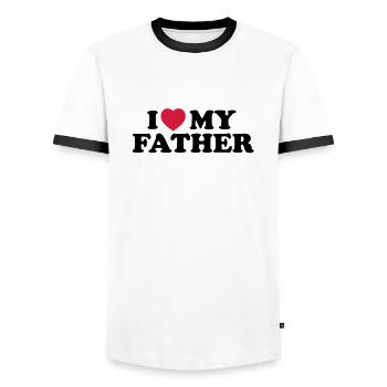 I love my father - Men's Ringer Shirt - white/black - Front - AI Model Female 172 light (172cm) & AI Model Male 178 dark (178cm)