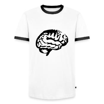 gehirn__f1 - Men's Ringer Shirt - white/black - Front - AI Model Female 172 light (172cm) & AI Model Male 178 dark (178cm)