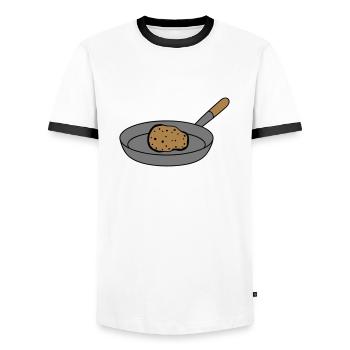 pommes de terre frites - T-shirt contrasté Homme - blanc/noir - Devant - AI Model Female 172 light (172cm) & AI Model Male 178 dark (178cm)
