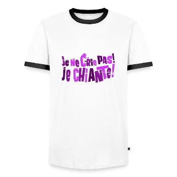 Je chiante - T-shirt contrasté Homme - blanc/noir - Devant - AI Model Female 172 light (172cm) & AI Model Male 178 dark (178cm)