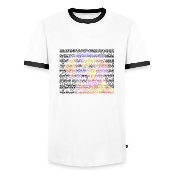 Text portrait dog face gift colored cool - Men's Ringer Shirt - white/black - Front - AI Model Female 172 light (172cm) & AI Model Male 178 dark (178cm)