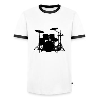 drums - Männer Kontrast-T-Shirt - Weiß/Schwarz - Vorne - AI Model Female 172 light (172cm) & AI Model Male 178 dark (178cm)