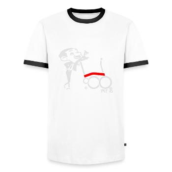 CHAINSTORY X Brompton Mr. B - Men's Ringer Shirt - white/black - Front - AI Model Female 172 light (172cm) & AI Model Male 178 dark (178cm)
