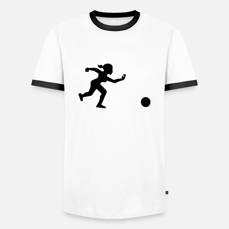 bowling player throws her ball - Men's Ringer Shirt - white/black