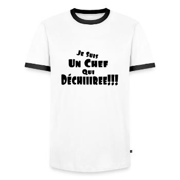 un chef qui déchire,citations,message - T-shirt contrasté Homme - blanc/noir - Devant - AI Model Female 172 light (172cm) & AI Model Male 178 dark (178cm)