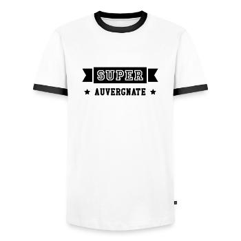 Auvergne / Auvergnat / Auvergnate / Région France - T-shirt contrasté Homme - blanc/noir - Devant - AI Model Female 172 light (172cm) & AI Model Male 178 dark (178cm)