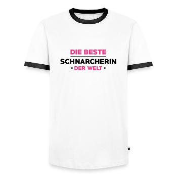 Schnarcher Schnarcherin Schnarchen Schlaf Humor - Männer Kontrast-T-Shirt - Weiß/Schwarz - Vorne - AI Model Female 172 light (172cm) & AI Model Male 178 dark (178cm)