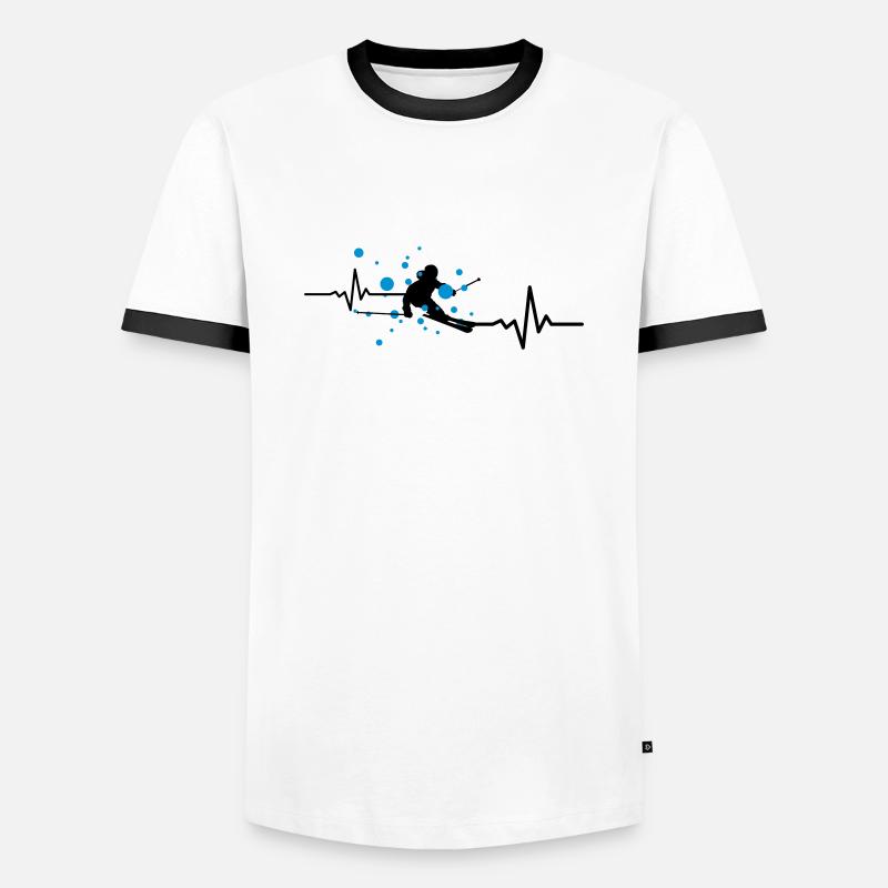 Winter - Skifahrer Puls - Männer Kontrast-T-Shirt - Weiß/Schwarz