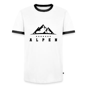 alpen berge - Männer Kontrast-T-Shirt - Weiß/Schwarz - Vorne - AI Model Female 172 light (172cm) & AI Model Male 178 dark (178cm)
