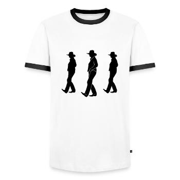 Danse en ligne - musique country - T-shirt contrasté Homme - blanc/noir - Devant - AI Model Female 172 light (172cm) & AI Model Male 178 dark (178cm)