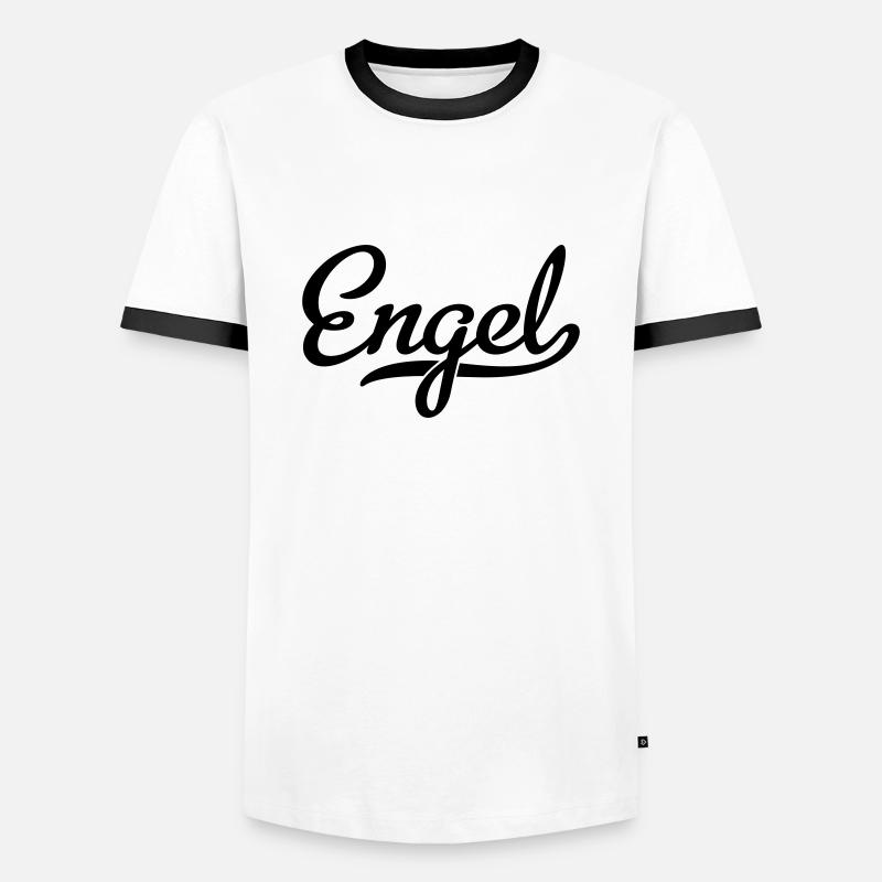 ENGEL - Männer Kontrast-T-Shirt - Weiß/Schwarz