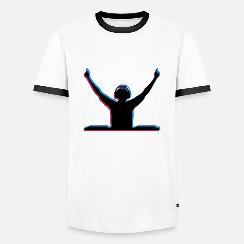 3D Effekt DJ - Männer Kontrast-T-Shirt - Weiß/Schwarz