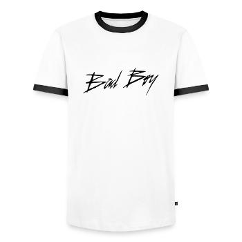 bad boy (D00130) - Männer Kontrast-T-Shirt - Weiß/Schwarz - Vorne - AI Model Female 172 light (172cm) & AI Model Male 178 dark (178cm)